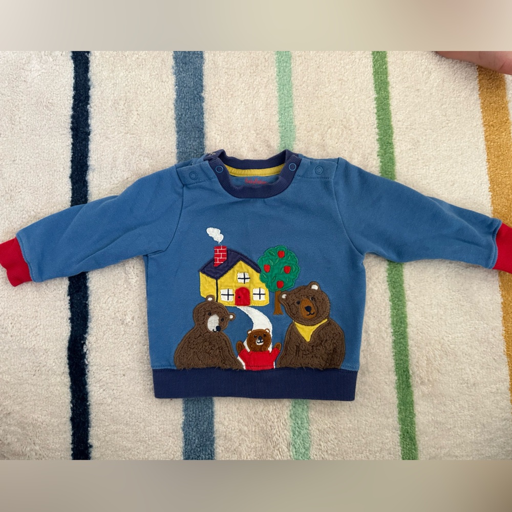 Baby Boden 3-6m 3 bears sweatshirt